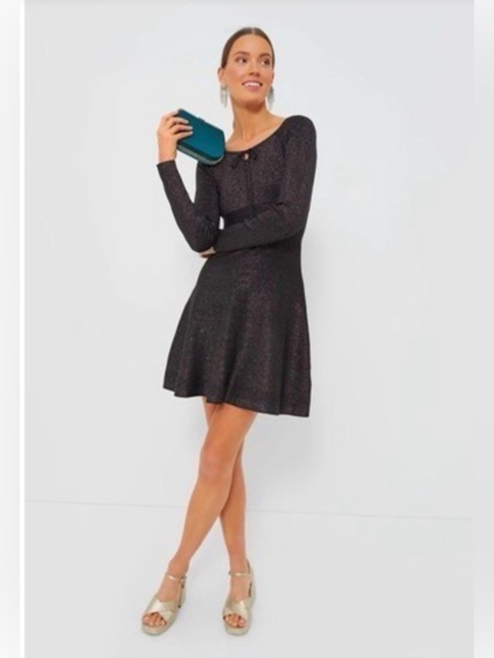 Hyacinth House Women’s Selena Black Shimmer Knit Dress Size L